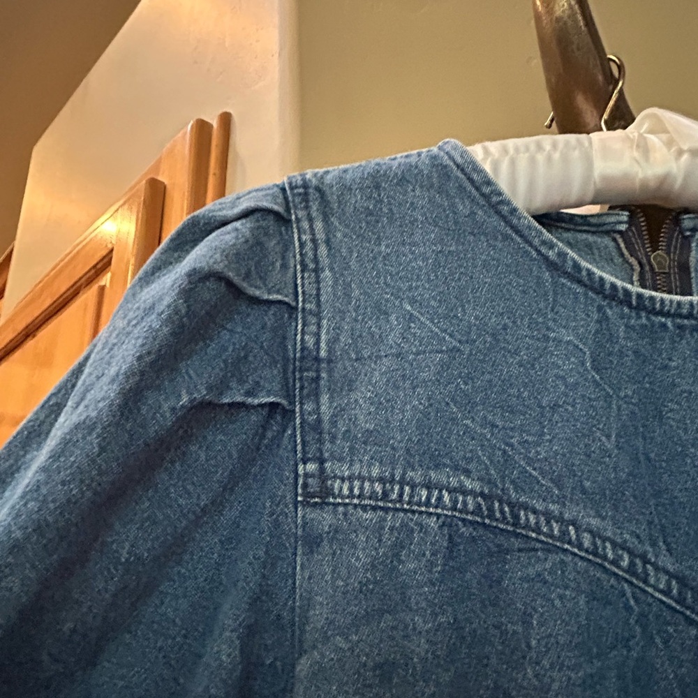 Blue Puff Sleeve Denim Dress